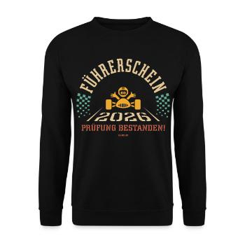 Driving licence 2026 – driving test passed! (4C) - Unisex Sweatshirt - black - Front - Alina (178cm) & Michal (187cm)