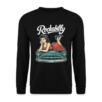 Cadeau rétro pin-up de voiture vintage rockabilly - Sweat-shirt Unisexe - noir - Devant - Alina (178cm) & Michal (187cm)