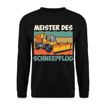 Winterdienst MEISTER DES SCHNEEPFLUG Lustiges - Unisex Pullover - Schwarz - Vorne - Alina (178cm) & Michal (187cm)
