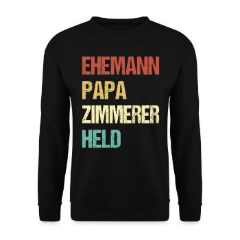 Zimmerer Papa - Unisex Pullover - Schwarz - Vorne - Alina (178cm) & Michal (187cm)