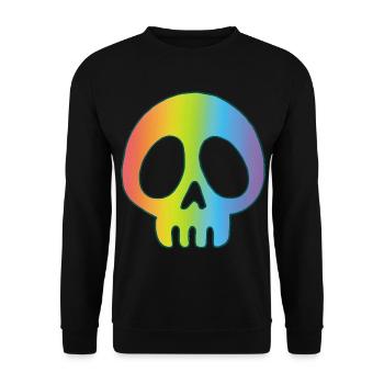 Mehrfarbiger Schädel - Unisex Pullover - Schwarz - Vorne - Alina (178cm) & Michal (187cm)