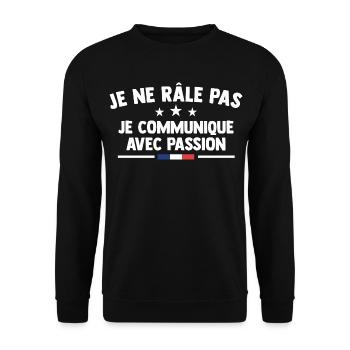 Je Ne Râle Pas Je Communique Cadeau Râleur Râleuse - Sweat-shirt Unisexe - noir - Devant - Alina (178cm) & Michal (187cm)