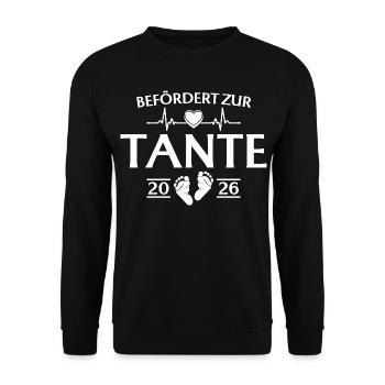 Baby Shower 2026 - Promoted to Aunt - Unisex Sweatshirt - black - Front - Alina (178cm) & Michal (187cm)