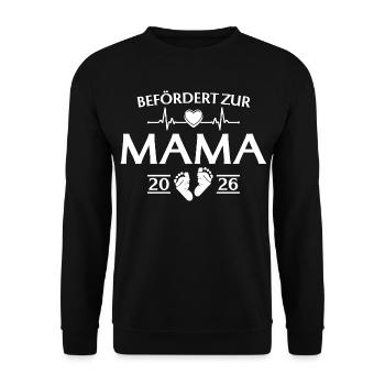 Mutter 2026 - Befördert zur Mama - Unisex Pullover - Schwarz - Vorne - Alina (178cm) & Michal (187cm)