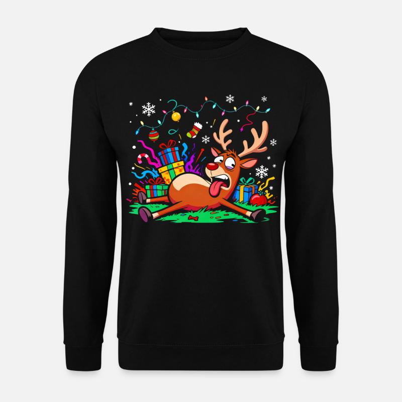 Weihnachtsmuffel Rentier lustig genervt erschöpft - Unisex Pullover - Schwarz