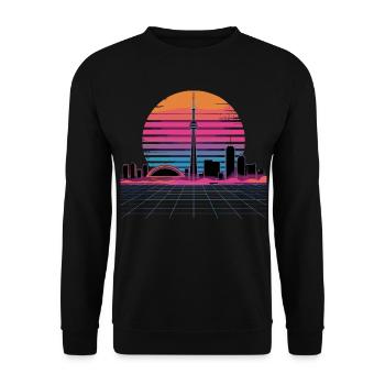 Neon Skyline Retro Sunset - Unisex Sweatshirt - black - Front - Alina (178cm) & Michal (187cm)