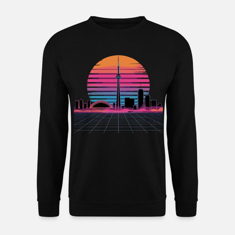 Coucher de soleil rétro Néon Skyline - Sweat-shirt Unisexe - noir