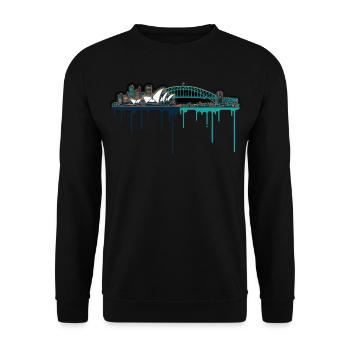 Sydney Skyline Neon Drop Print - Unisex Sweatshirt - black - Front - Alina (178cm) & Michal (187cm)