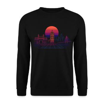 Neon Synthwave City Skyline - Mumbai - Unisex Sweatshirt - black - Front - Alina (178cm) & Michal (187cm)