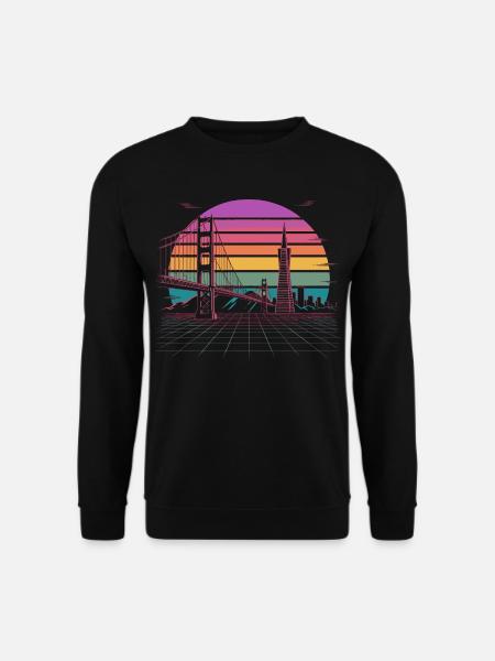 Rainbow Bridge Neon Skyline San Francisco - Unisex Sweatshirt - black
