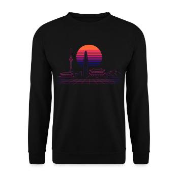 Sunset Skyline Neon Asia Seoul - Unisex Sweatshirt - black - Front - Alina (178cm) & Michal (187cm)