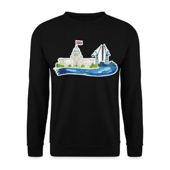 Belfast Skyline City Hall & Cranes UK - Unisex Pullover - Schwarz - Vorne - Alina (178cm) & Michal (187cm)