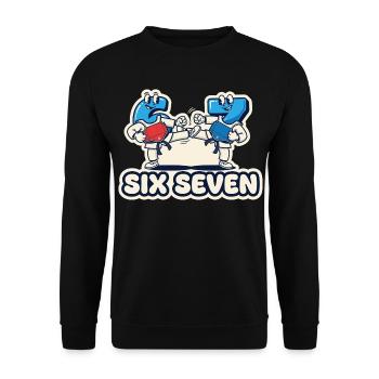 67 Six Seven Meme Drôle Cadeau - Sweat-shirt Unisexe - noir - Devant - Alina (178cm) & Michal (187cm)