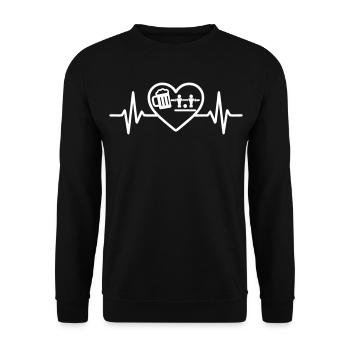 Heart Beer Tischfußball-Humor - Unisex Pullover - Schwarz - Vorne - Alina (178cm) & Michal (187cm)