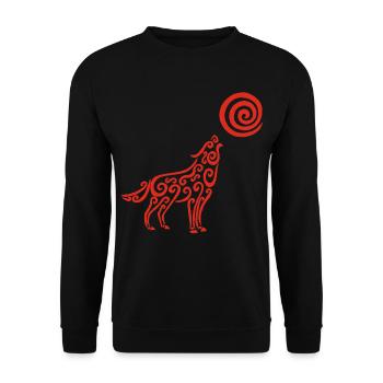 Der Wolf und der rote Mond - Unisex Pullover - Schwarz - Vorne - Alina (178cm) & Michal (187cm)