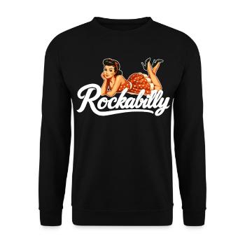 Rockabilly Oldtimer Auto Pin Up Girl Geschenk - Unisex Pullover - Schwarz - Vorne - Alina (178cm) & Michal (187cm)