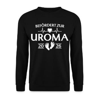Urgroßmutter 2026 - Befördert zur Uroma - Unisex Pullover - Schwarz - Vorne - Alina (178cm) & Michal (187cm)