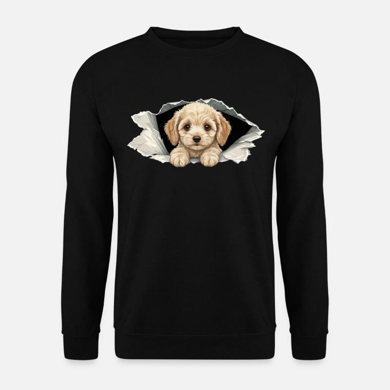 Niedlicher Cockapoo Goldendoodle Zerrissenes Papier - Unisex Pullover - Schwarz