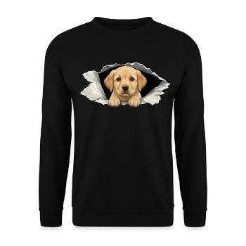 Bébé chiot Golden Retriever qui regarde en papier déchiré - Sweat-shirt Unisexe - noir - Devant - Alina (178cm) & Michal (187cm)