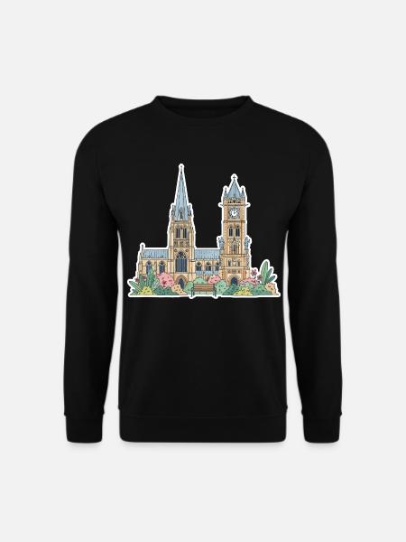 Leicester Skyline Clock Tower Cathedral Sticker - Unisex Sweatshirt - black