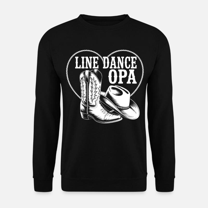 Line Dance Opa Cowboy Herz - Unisex Pullover - Schwarz