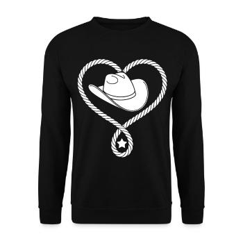 Heart of rope with cowboy hat - Unisex Sweatshirt - black - Front - Alina (178cm) & Michal (187cm)