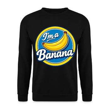 Banana Costume Carnival Fruit Stickers Yellow Funny - Unisex Sweatshirt - black - Front - Alina (178cm) & Michal (187cm)