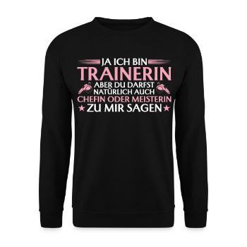 Entraîneur, patron ou champion - entraîneur de football - Sweat-shirt Unisexe - noir - Devant - Alina (178cm) & Michal (187cm)