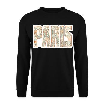 Paris Stadtplan - Unisex Pullover - Schwarz - Vorne - Alina (178cm) & Michal (187cm)