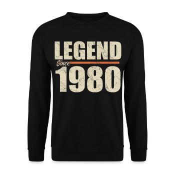 Geburtstag 1980 | Legende seit 1980 - Unisex Pullover - Schwarz - Vorne - Alina (178cm) & Michal (187cm)