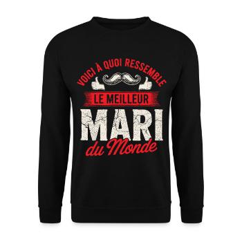 The World's Best Husband Message for Her Husband - Unisex Sweatshirt - black - Front - Alina (178cm) & Michal (187cm)