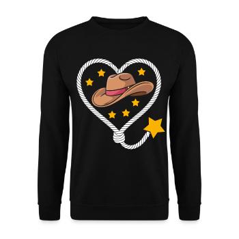 Western Étoile du Chapeau de Cœur - Sweat-shirt Unisexe - noir - Devant - Alina (178cm) & Michal (187cm)