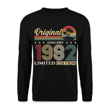 44e anniversaire Original janvier 1982 - Sweat-shirt Unisexe - noir - Devant - Alina (178cm) & Michal (187cm)