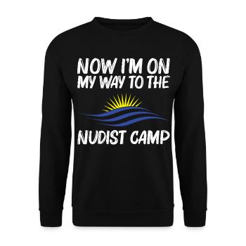 Naturist Freedom Lover Nudist Camp Nudism Lover - Unisex Pullover - Schwarz - Vorne - Alina (178cm) & Michal (187cm)