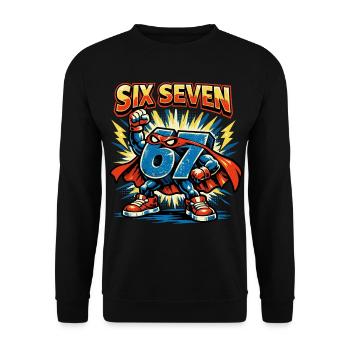 Number 67 Six Seven Cute Meme Gift - Unisex Sweatshirt - black - Front - Alina (178cm) & Michal (187cm)