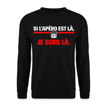 Wenn der Aperitif da ist, bin ich dabei, Humor - Unisex Pullover - Schwarz - Vorne - Alina (178cm) & Michal (187cm)