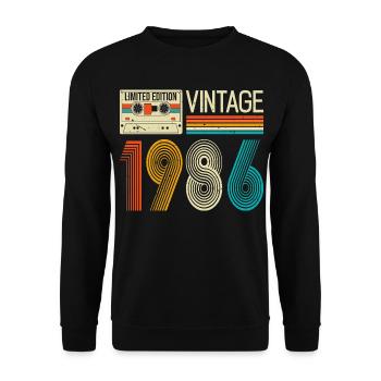 Vintage 1986 Limited Edition, 40. Geburtstagsgeschenke - Unisex Pullover - Schwarz - Vorne - Alina (178cm) & Michal (187cm)
