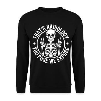 Skelett im Radiologie-Design - Unisex Pullover - Schwarz - Vorne - Alina (178cm) & Michal (187cm)