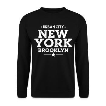 Urban City New York Brooklyn Vintage Style - Unisex Pullover - Schwarz - Vorne - Alina (178cm) & Michal (187cm)