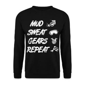 Mud Sweat Gears Repeat - Unisex Pullover - Schwarz - Vorne - Alina (178cm) & Michal (187cm)