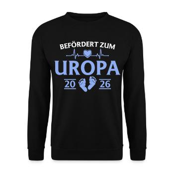Befördert zum Uropa 2026 Babyparty - Unisex Pullover - Schwarz - Vorne - Alina (178cm) & Michal (187cm)