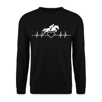 Riding Horse Rider ECG Heartbeat Pulse Heart - Unisex Sweatshirt - black - Front - Alina (178cm) & Michal (187cm)