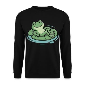 Chill frog on leaf pillow - Unisex Sweatshirt - black - Front - Alina (178cm) & Michal (187cm)
