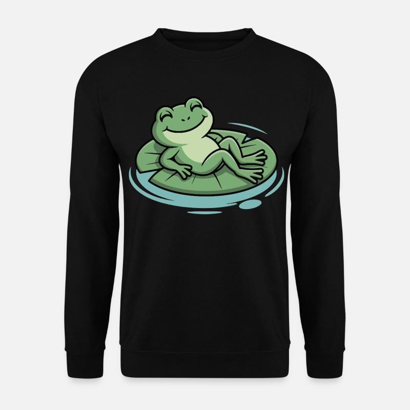 Chillfrosch auf Blattkissen - Unisex Pullover - Schwarz