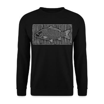 Vintage Carp Woodcut – Classic Angler Design - Unisex Sweatshirt - black - Front - Alina (178cm) & Michal (187cm)
