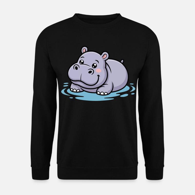 Niedlicher Hippo im Pfützchen - Unisex Pullover - Schwarz