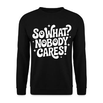 Also, was interessiert niemanden - Unisex Pullover - Schwarz - Vorne - Alina (178cm) & Michal (187cm)