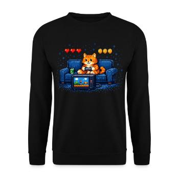 Gaming Cat – PC Gamer Humor - Unisex Sweatshirt - black - Front - Alina (178cm) & Michal (187cm)