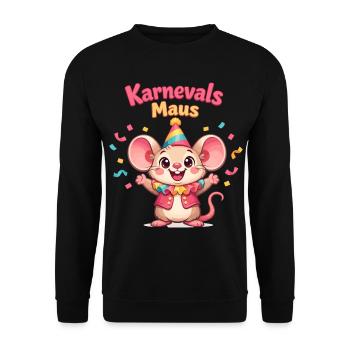 Karnevalsmaus Kölsche Mädsche – Kölle Alaaf - Unisex Pullover - Schwarz - Vorne - Alina (178cm) & Michal (187cm)