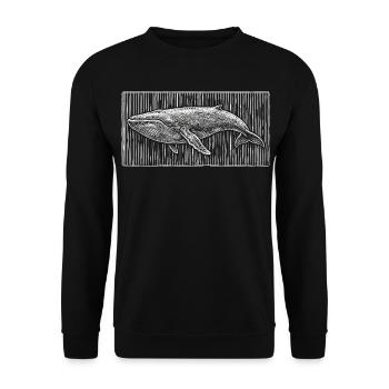 Gravure sur bois vintage de la baleine bleue – Majestueux géant océanique - Sweat-shirt Unisexe - noir - Devant - Alina (178cm) & Michal (187cm)